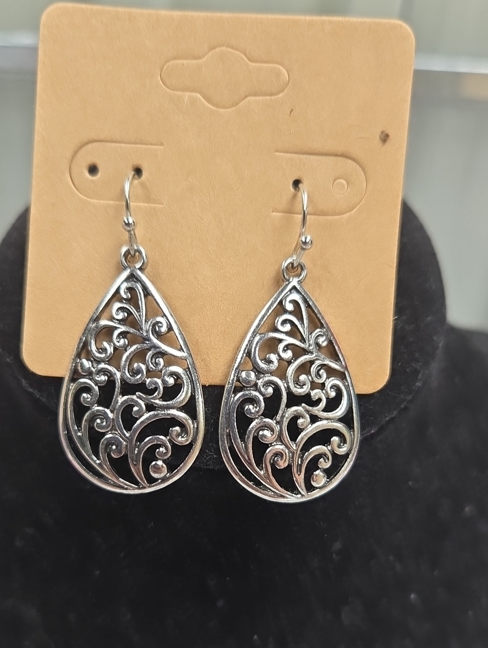 Silver Filigree Teardrop Earrings - Women Jewelry